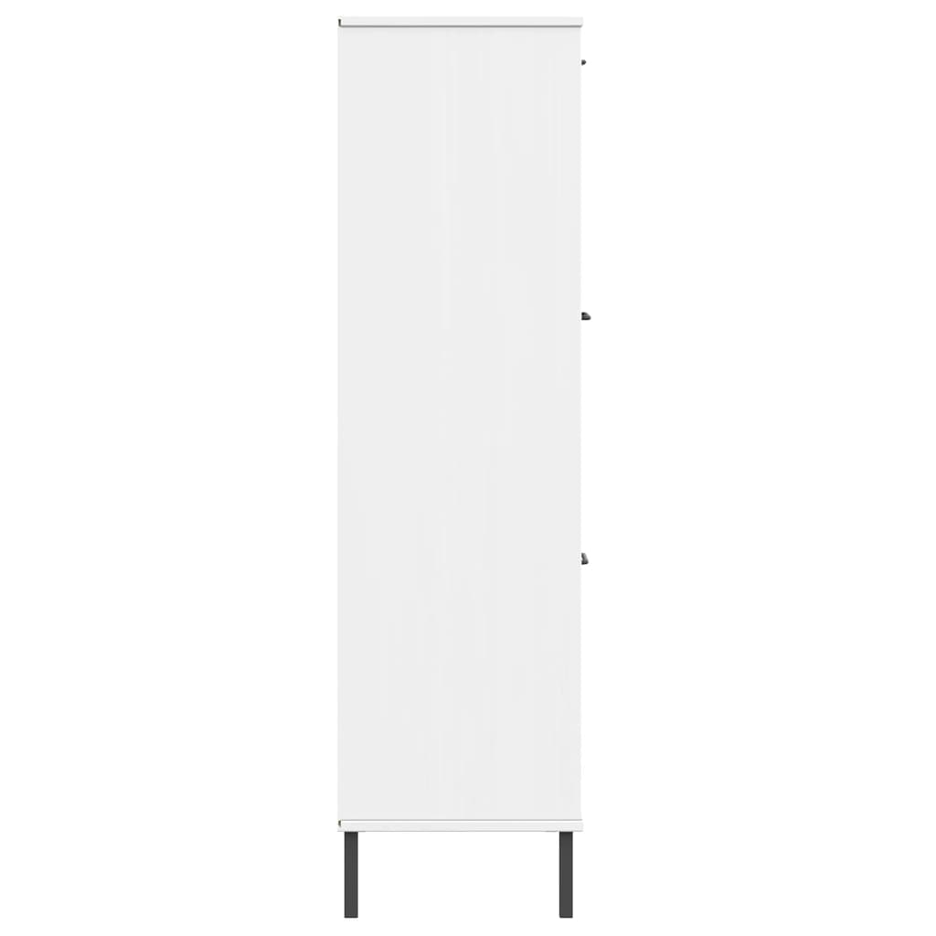 Bokhylle med metallben hvit 90x35x128,5 cm heltre OSLO