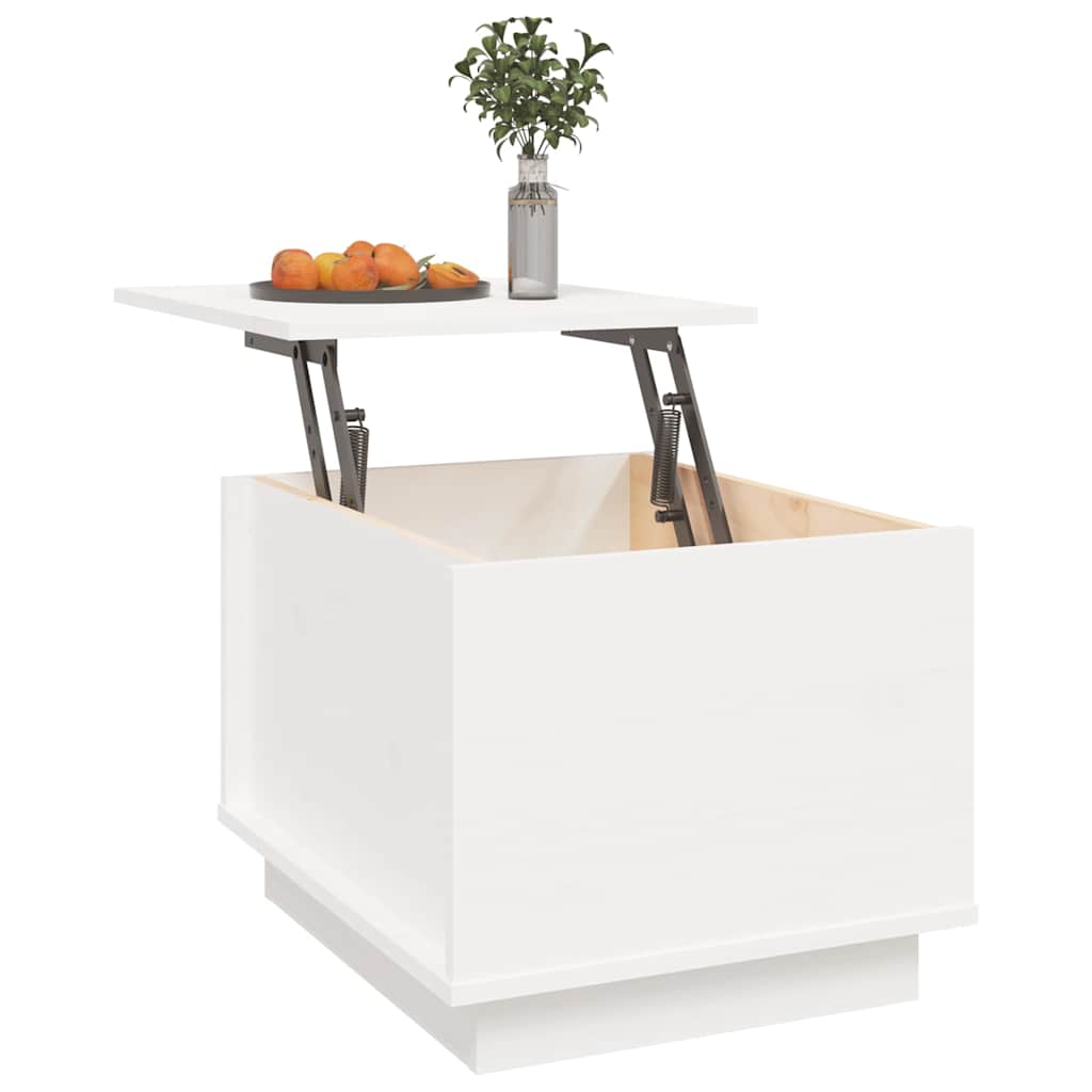 Salongbord hvit 40x50x35 cm heltre furu