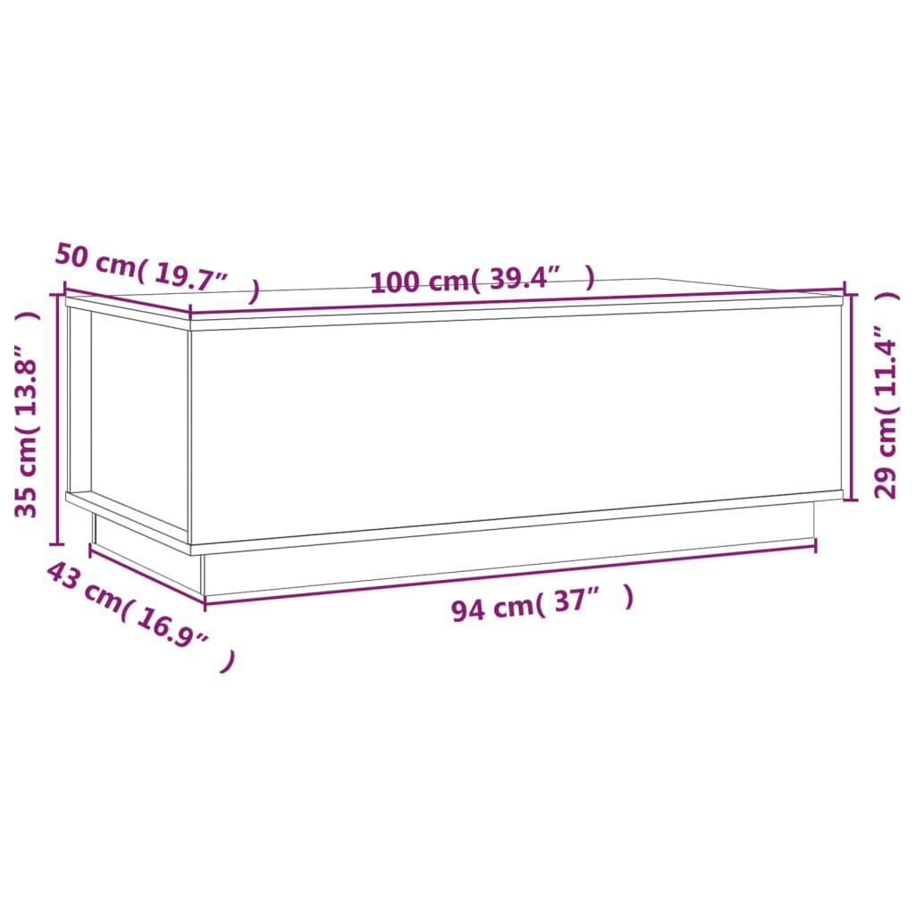 Salongbord 100x50x35 cm heltre furu