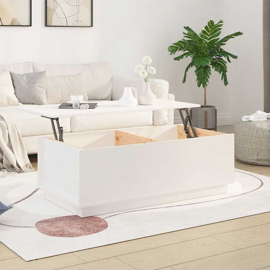 Salongbord hvit 100x50x35 cm heltre furu