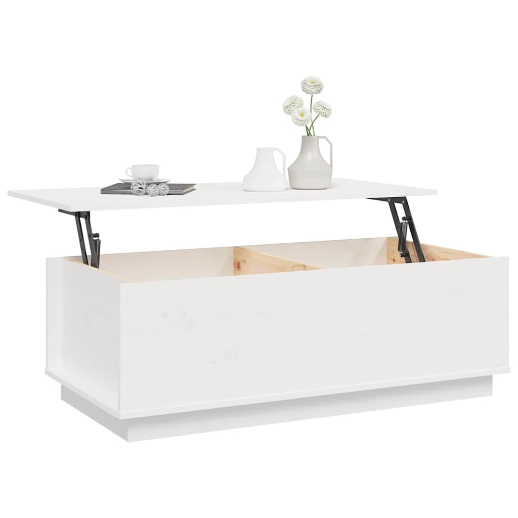 Salongbord hvit 100x50x35 cm heltre furu