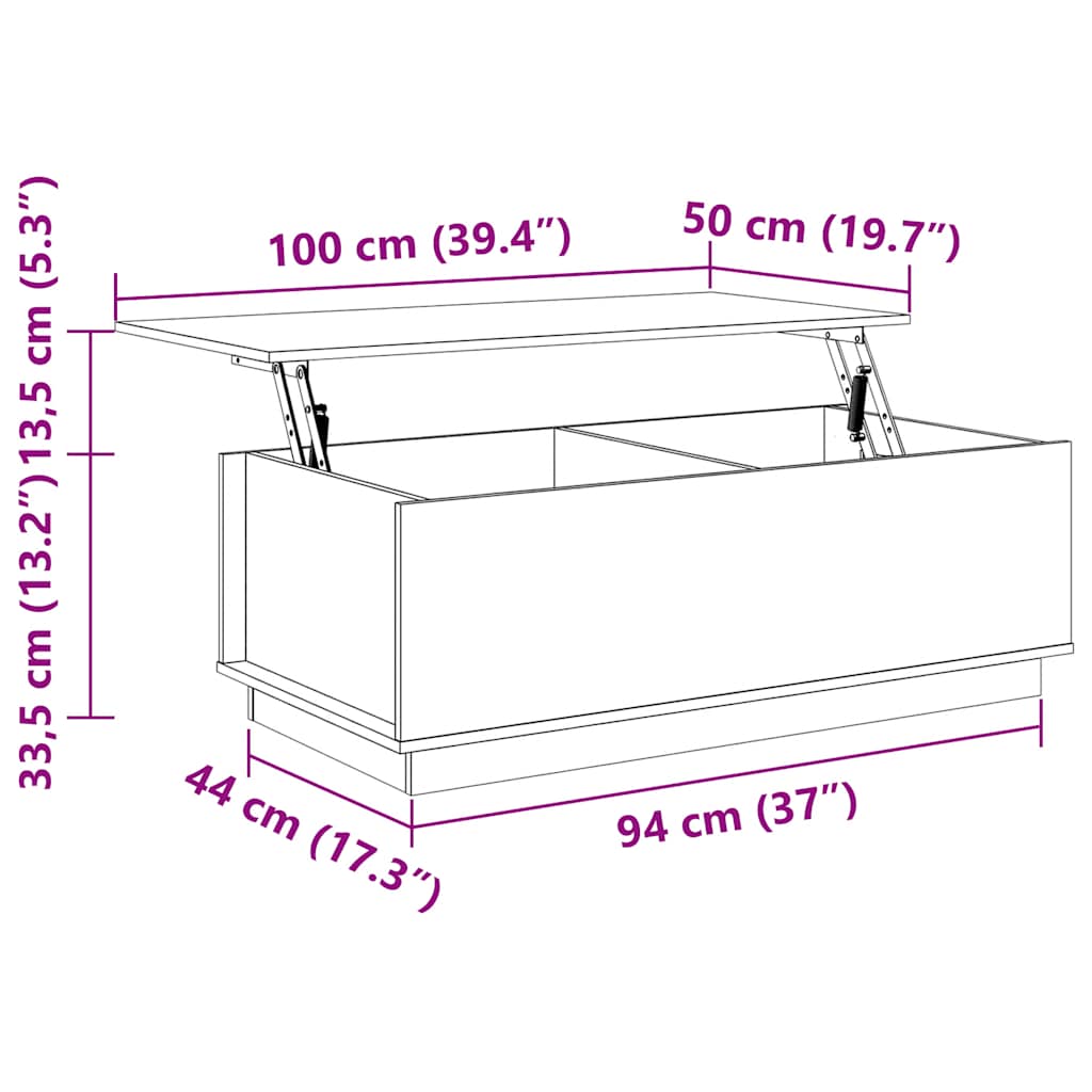 Salongbord hvit 100x50x35 cm heltre furu