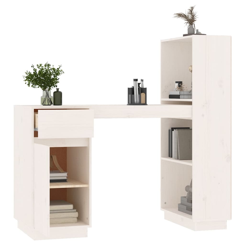 Skrivebord hvit 110x53x117 cm heltre furu
