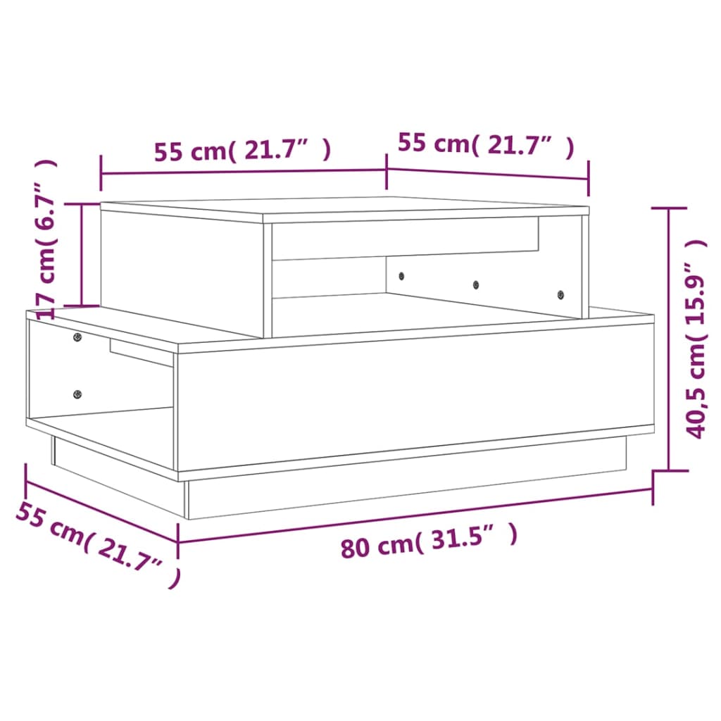 Salongbord 80x55x40,5 cm heltre furu
