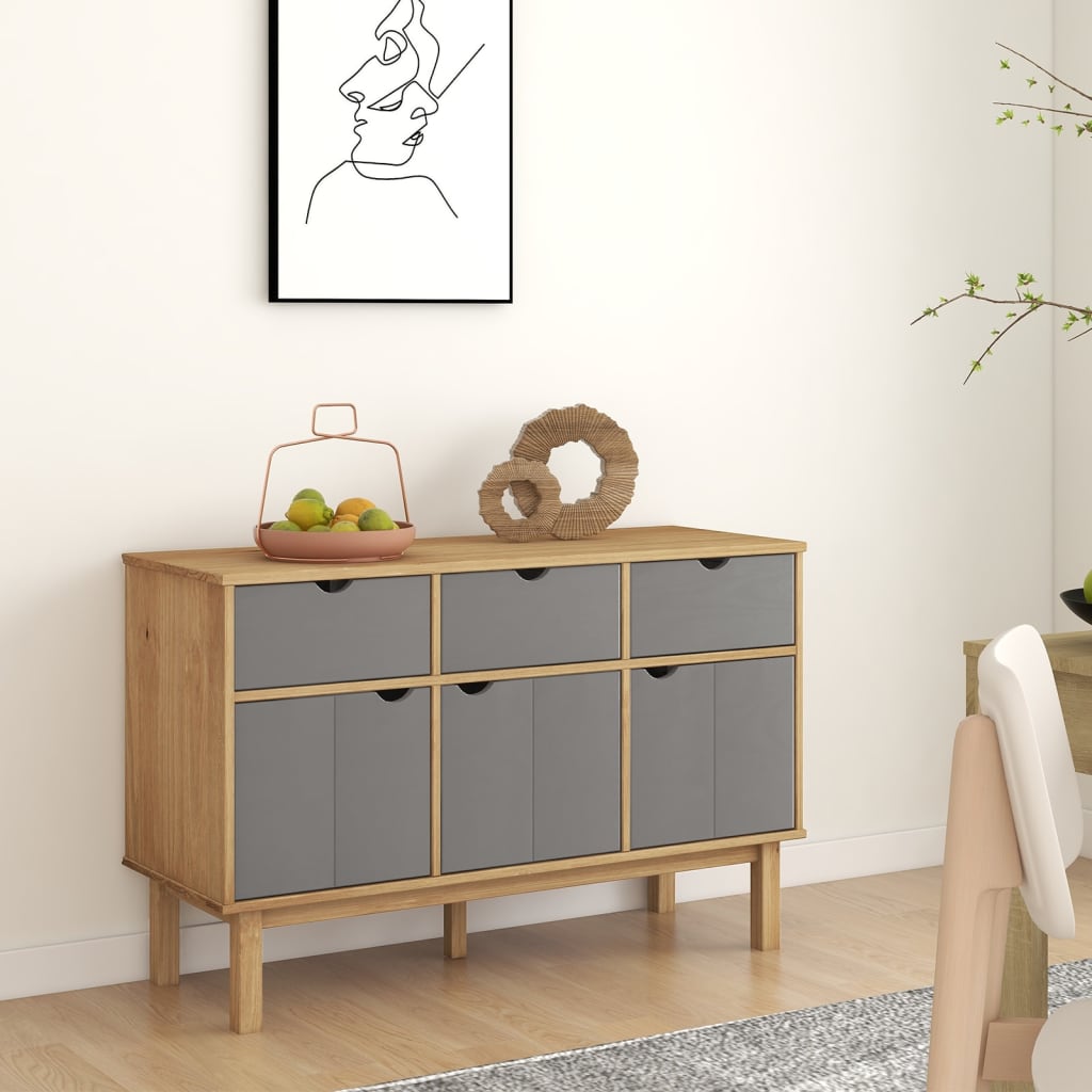 Skjenk OTTA brun og grå 114x43x73,5 cm heltre furu