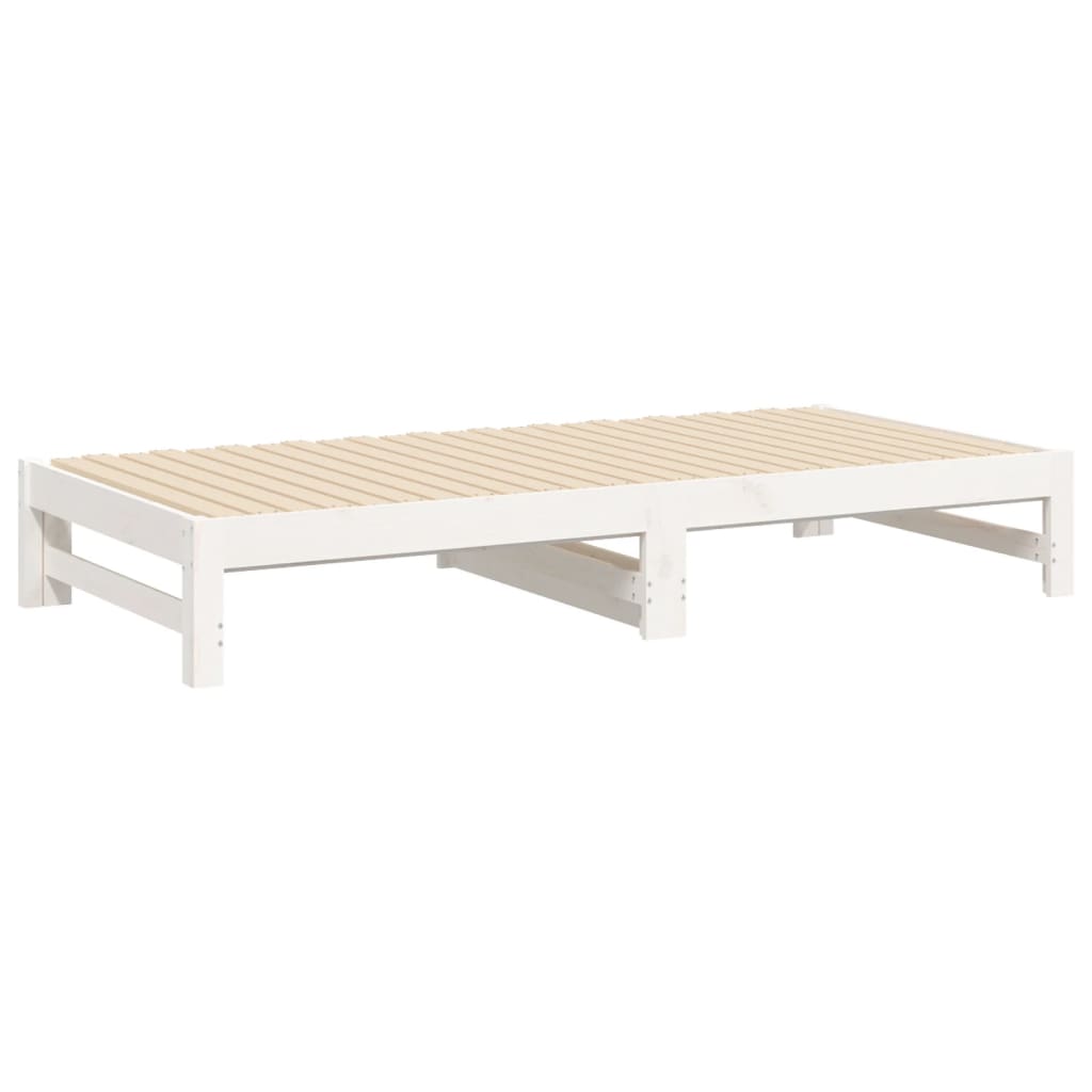Uttrekkbar dagseng hvit 2x(75x190) cm heltre furu
