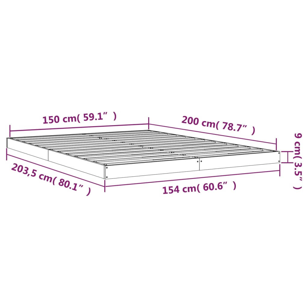 Sengeramme 150x200 cm heltre furu