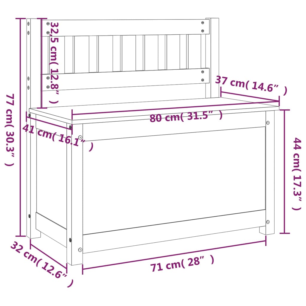Benk 80x41x77 cm heltre furu
