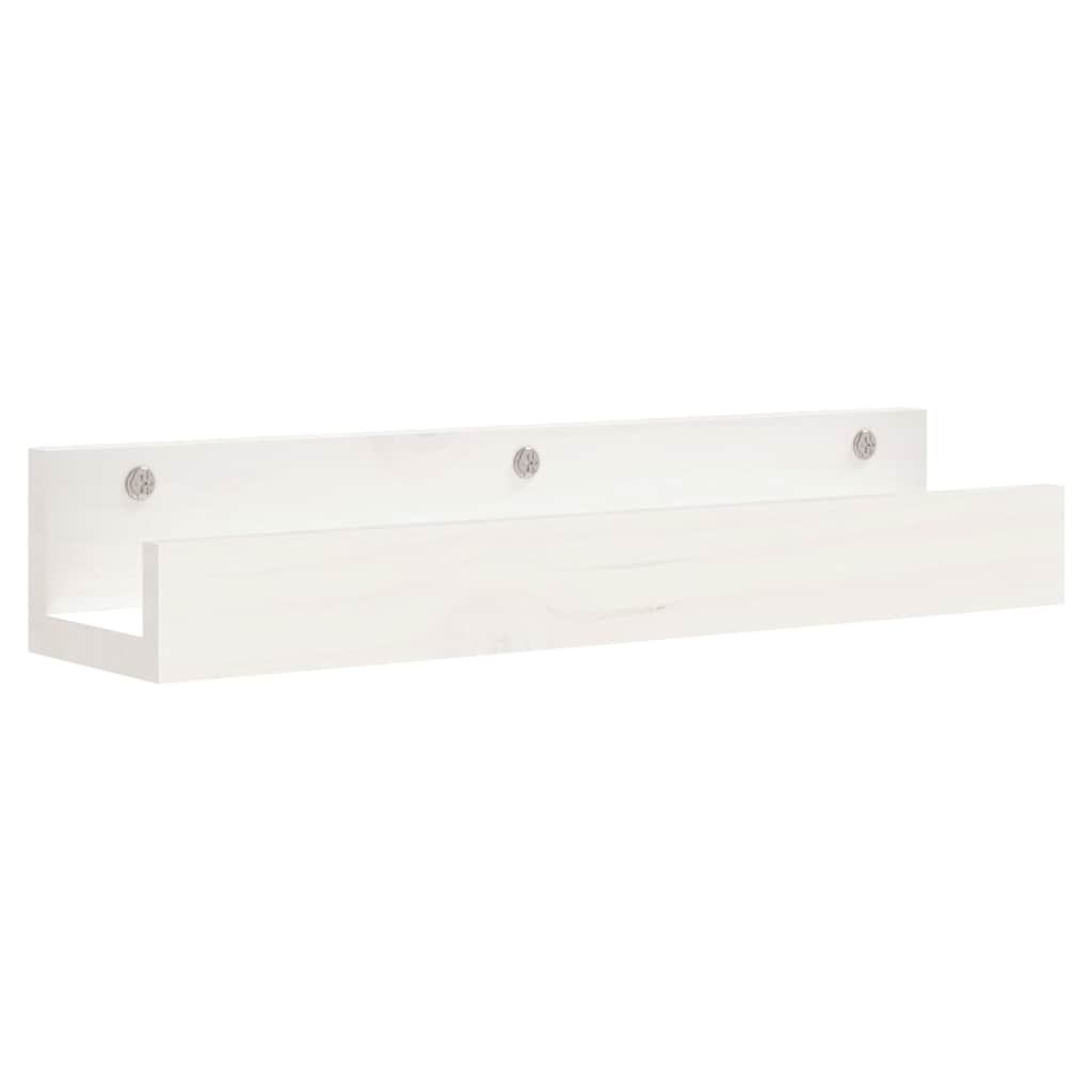 Vegghyller 2 stk hvit 50x12x9 cm heltre furu