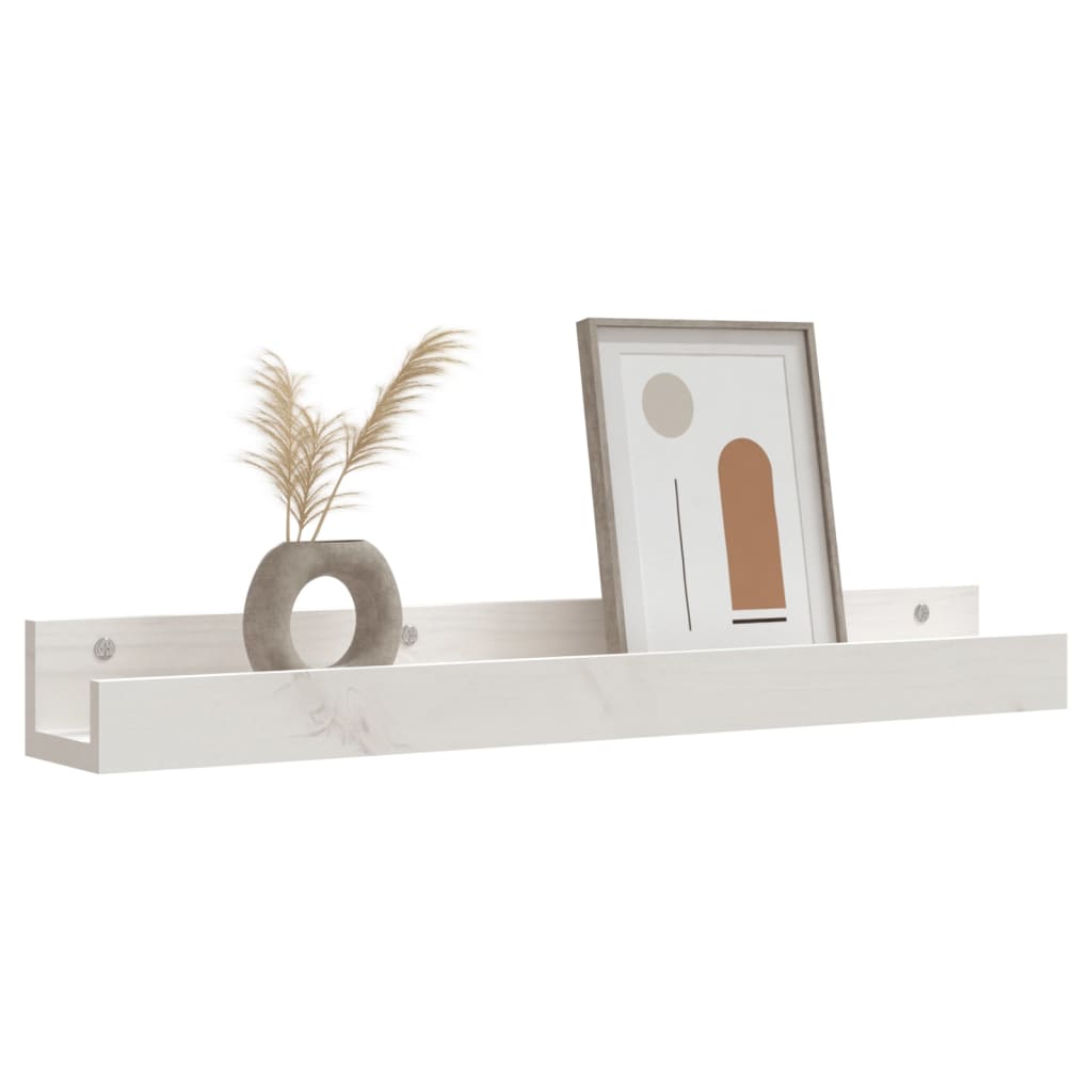 Vegghyller 2 stk hvit 80x12x9 cm heltre furu
