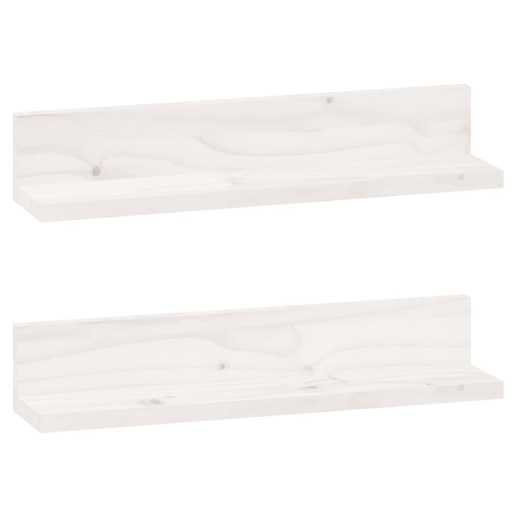 Vegghyller 2 stk hvit 50x11x9 cm heltre furu