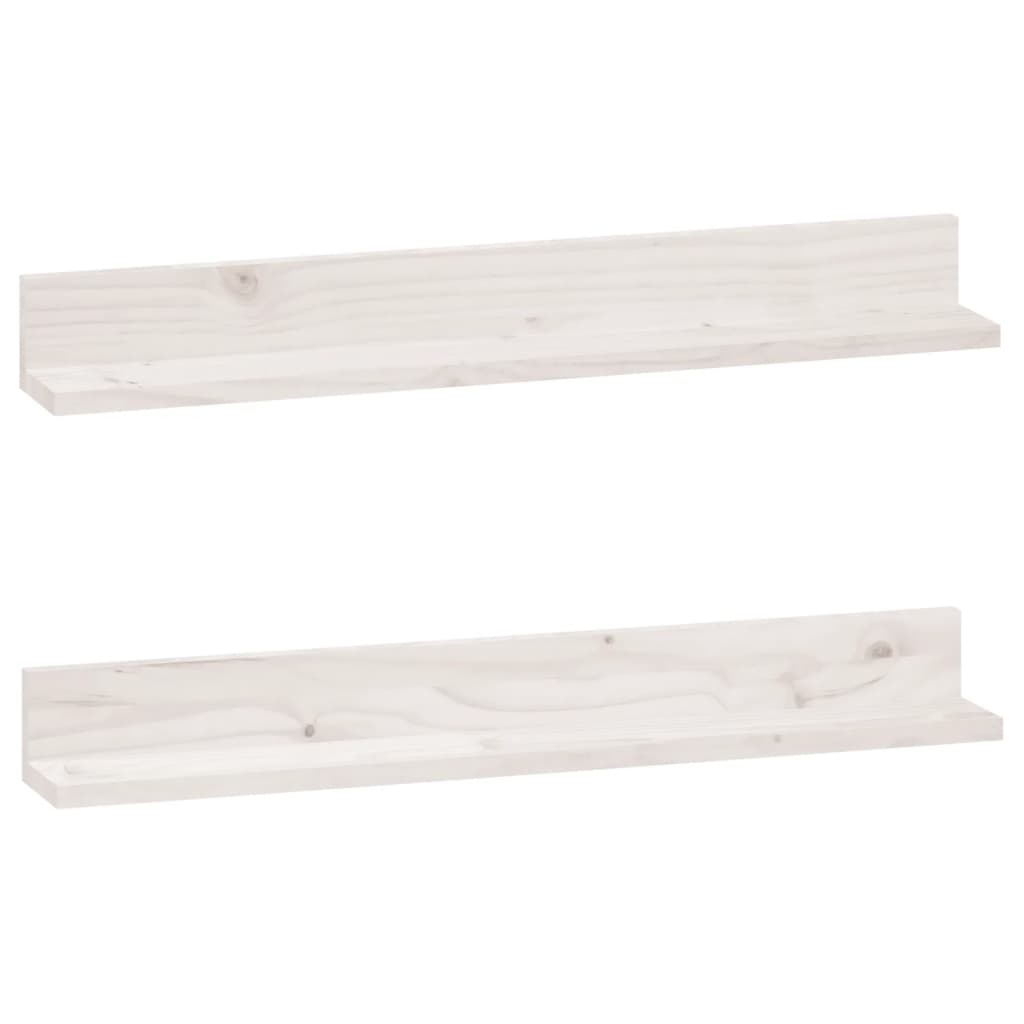 Vegghyller 2 stk hvit 80x11x9 cm heltre furu