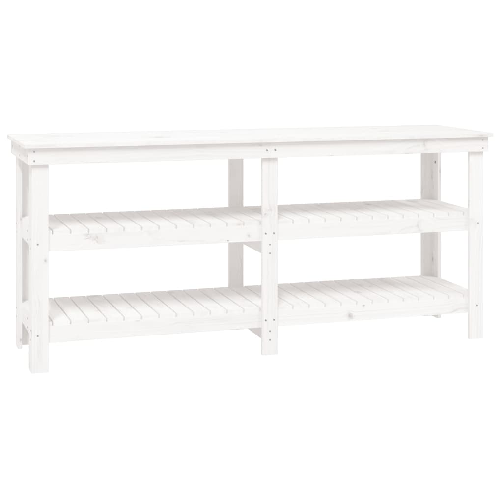 Arbeidsbenk hvit 181x50x80 cm heltre furu