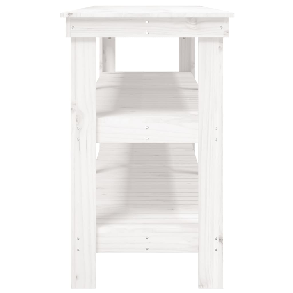 Arbeidsbenk hvit 181x50x80 cm heltre furu