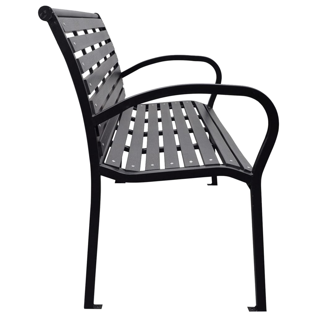 Hagebenk svart 116 cm stål og WPC vidaXL