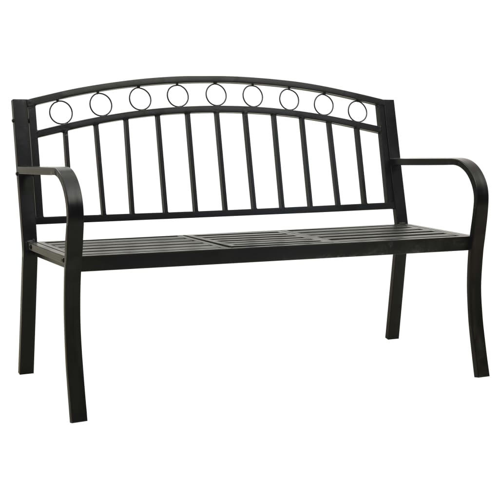 Hagebenk med bord svart 120 cm stål vidaXL