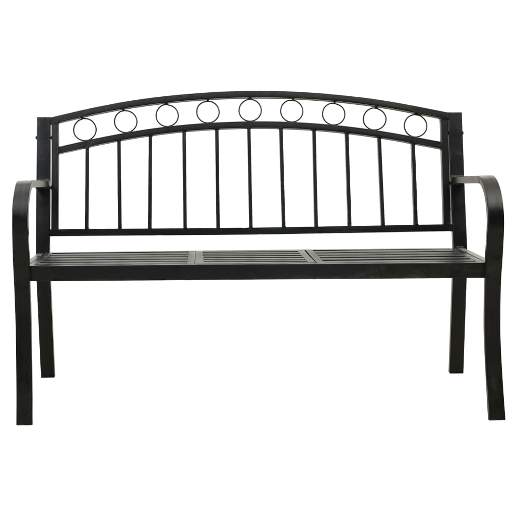 Hagebenk med bord svart 120 cm stål vidaXL
