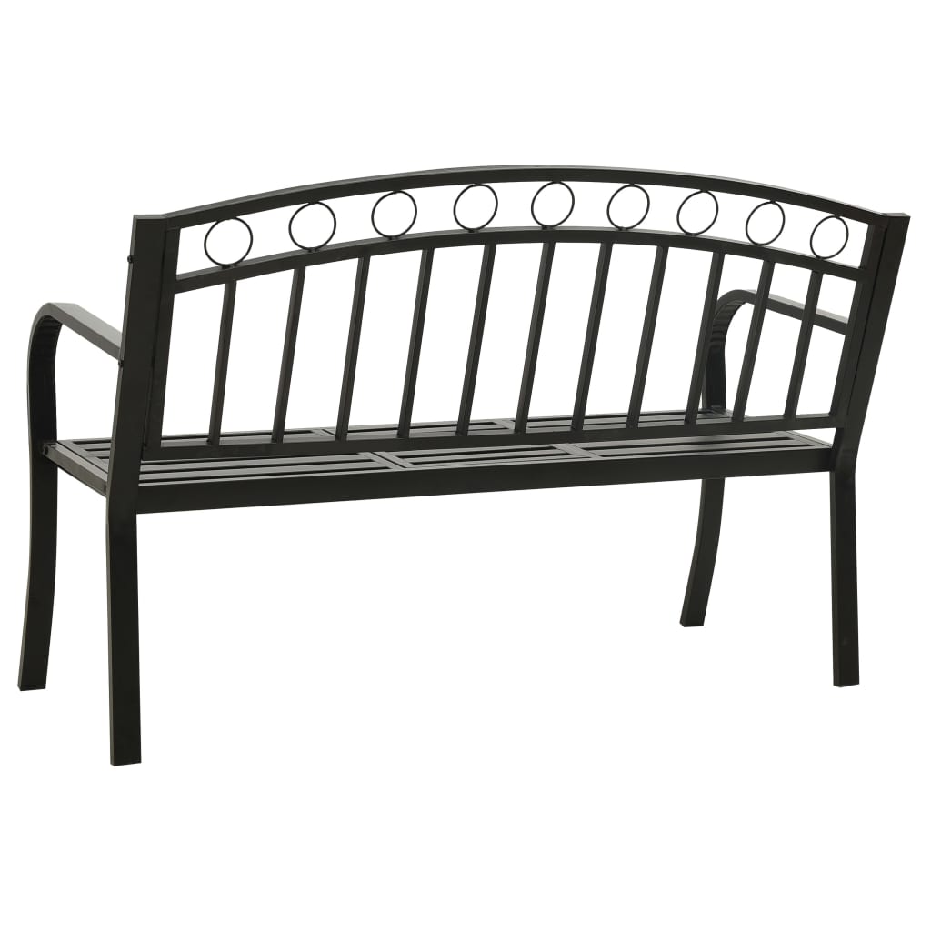 Hagebenk med bord svart 120 cm stål vidaXL