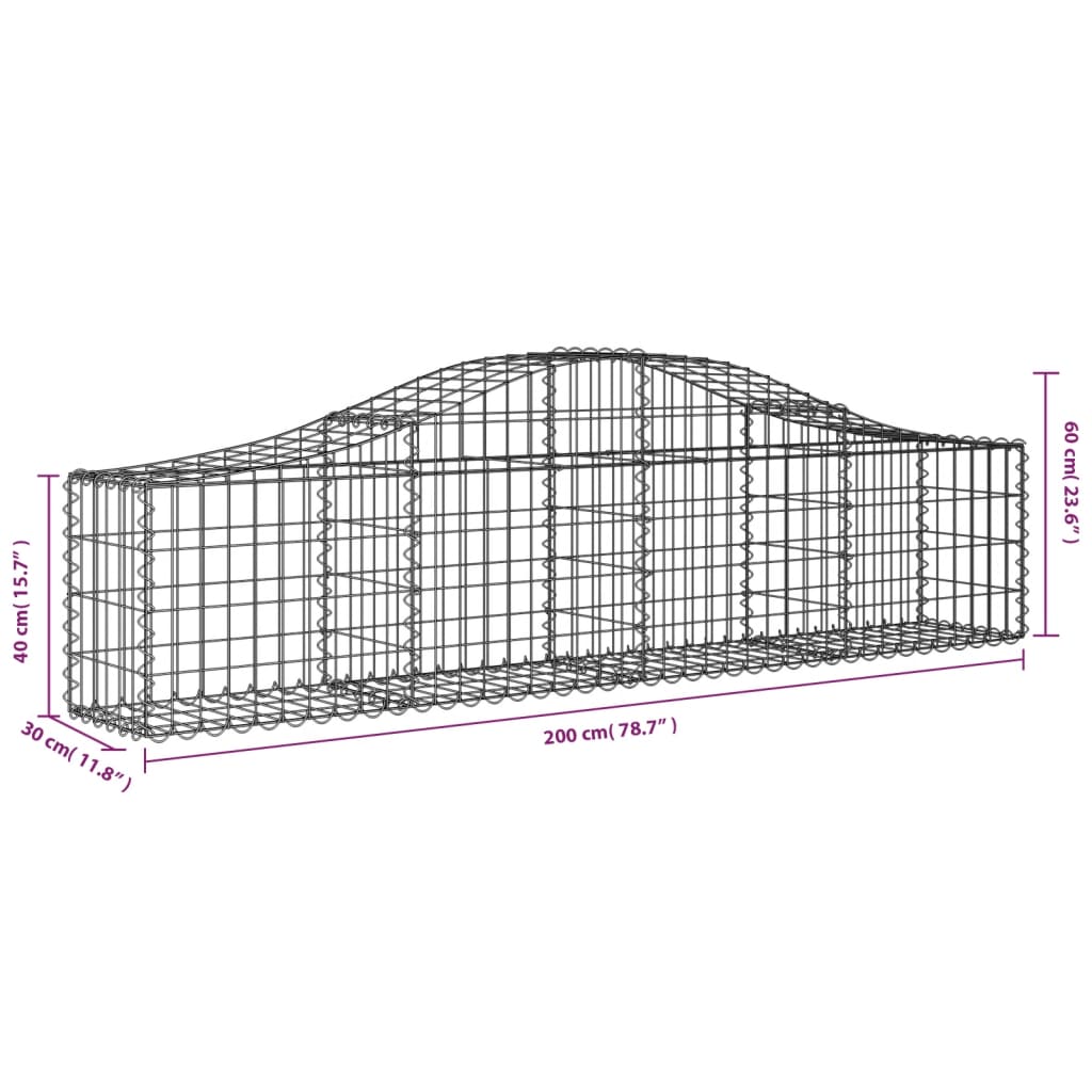 Gabionkurv buet 200x30x40/60 cm galvanisert jern