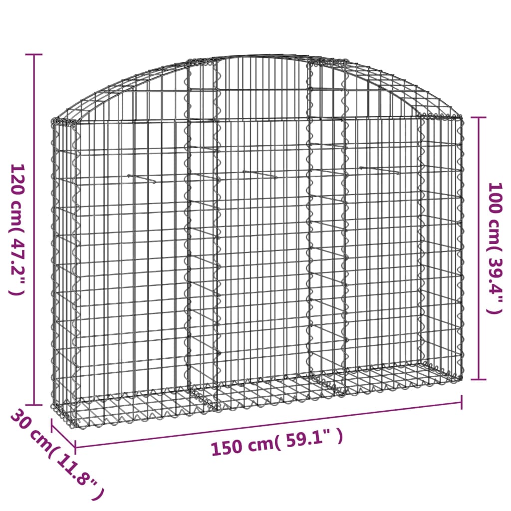 Gabionkurv buet 150x30x100/120 cm galvanisert jern