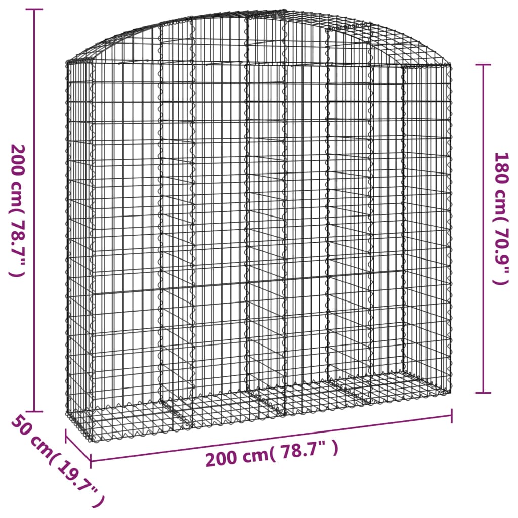 Gabionkurv buet 200x50x180/200 cm galvanisert jern