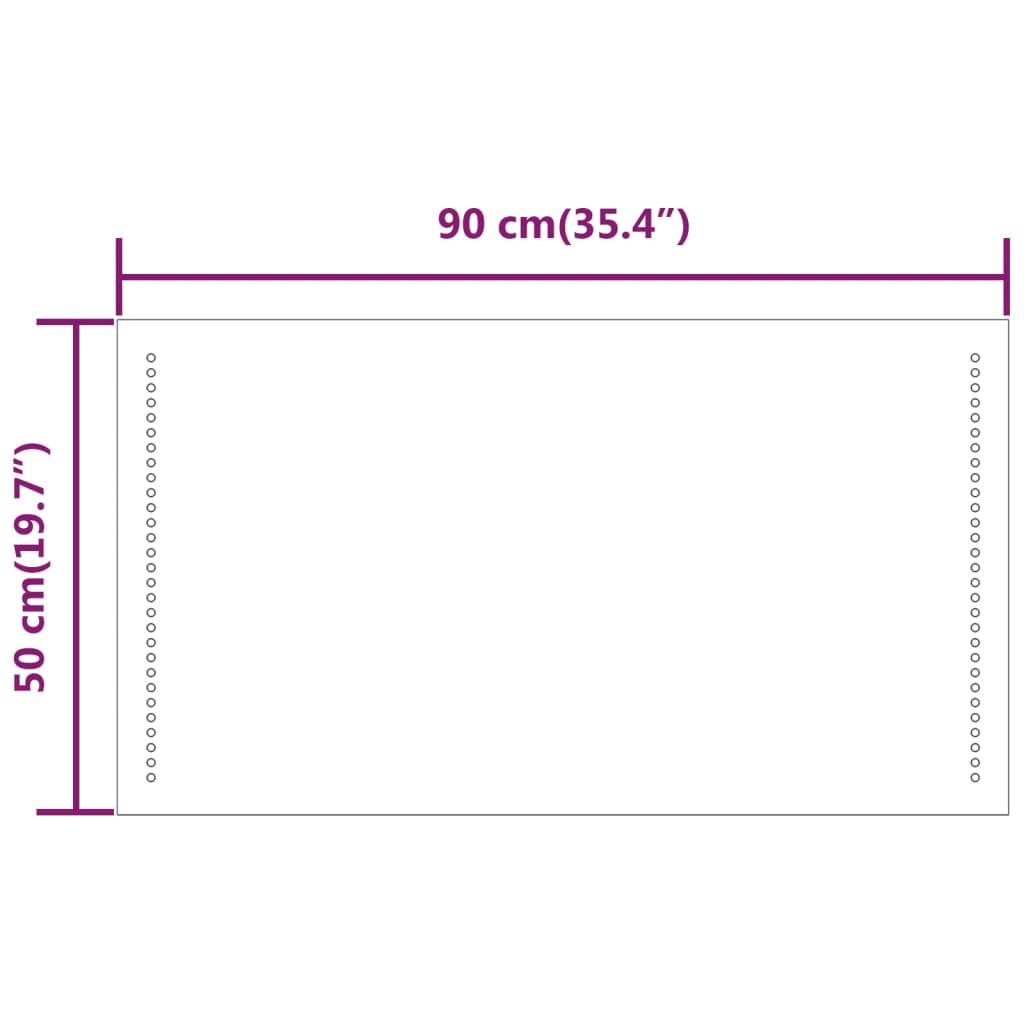Baderomsspeil med LED 50x90 cm