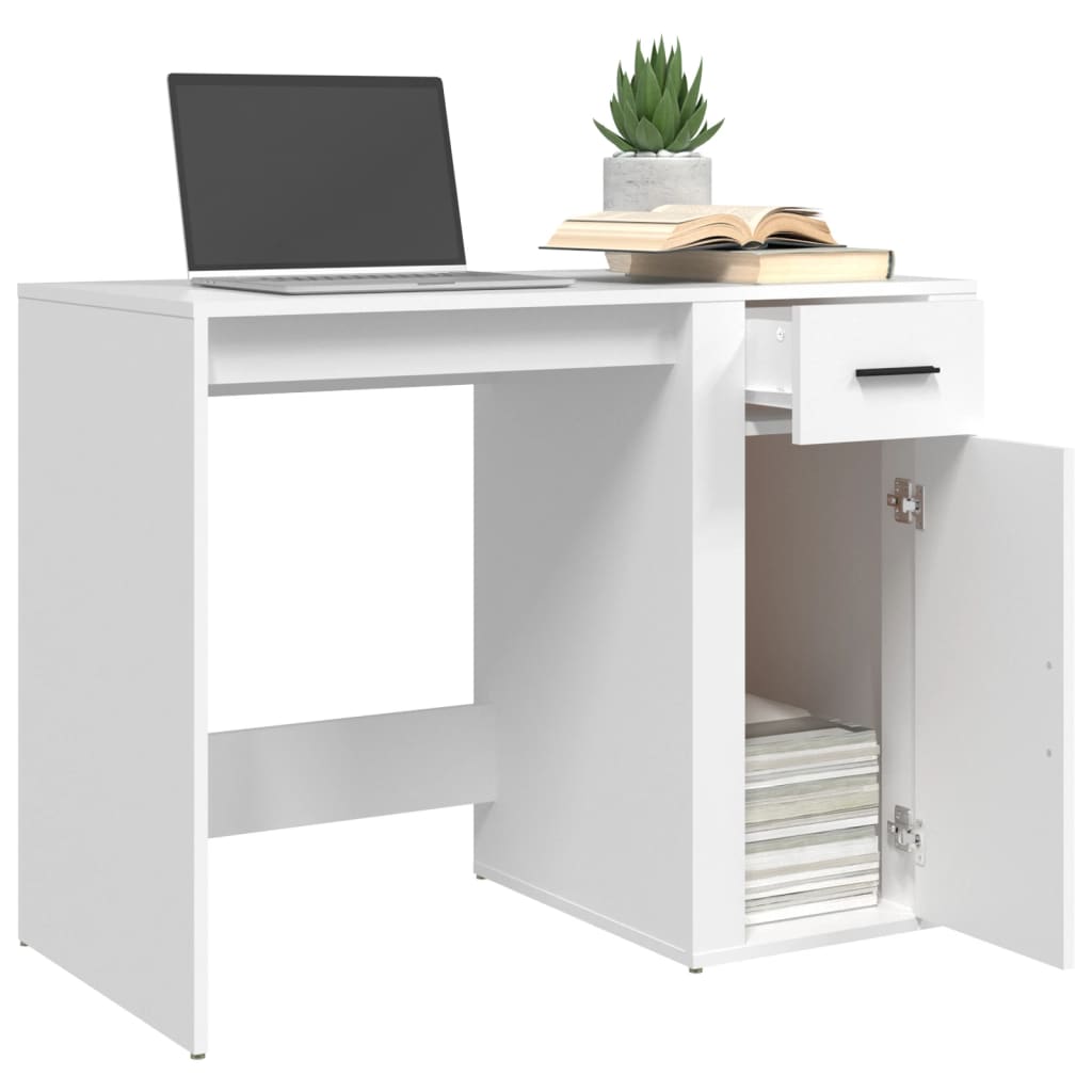 Skrivebord hvit 100x49x75 cm konstruert tre