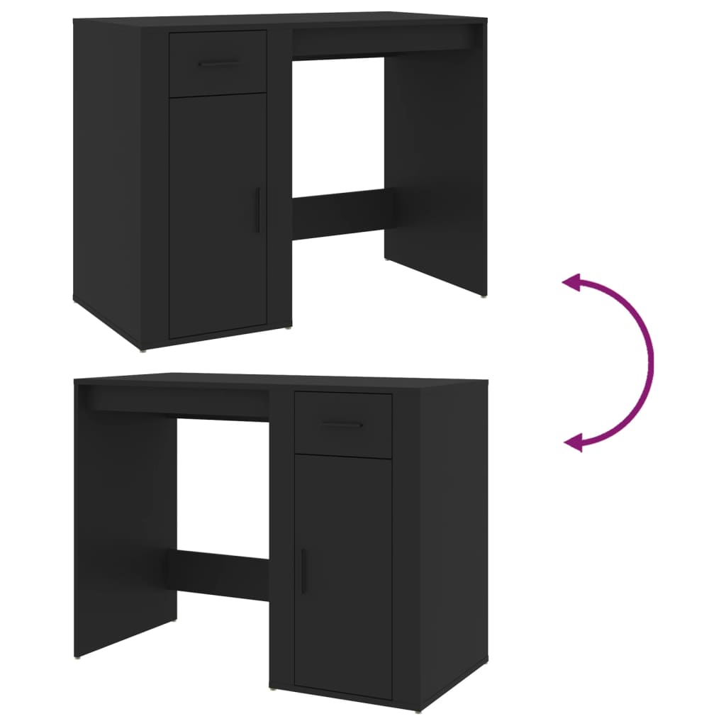 Skrivebord svart 100x49x75 cm konstruert tre