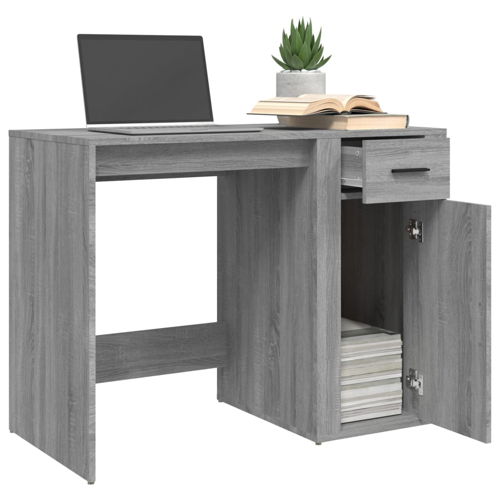 Skrivebord grå sonoma 100x49x75 cm konstruert tre