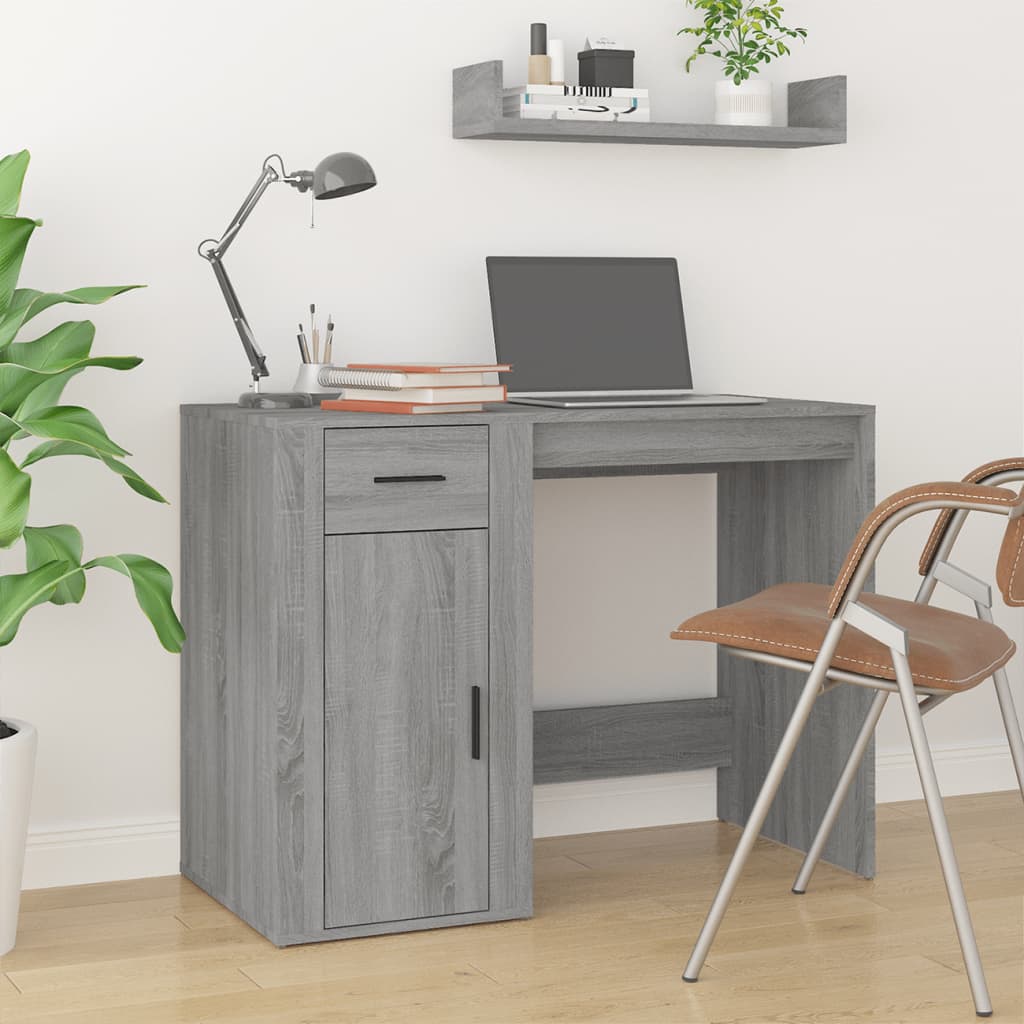 Skrivebord grå sonoma 100x49x75 cm konstruert tre
