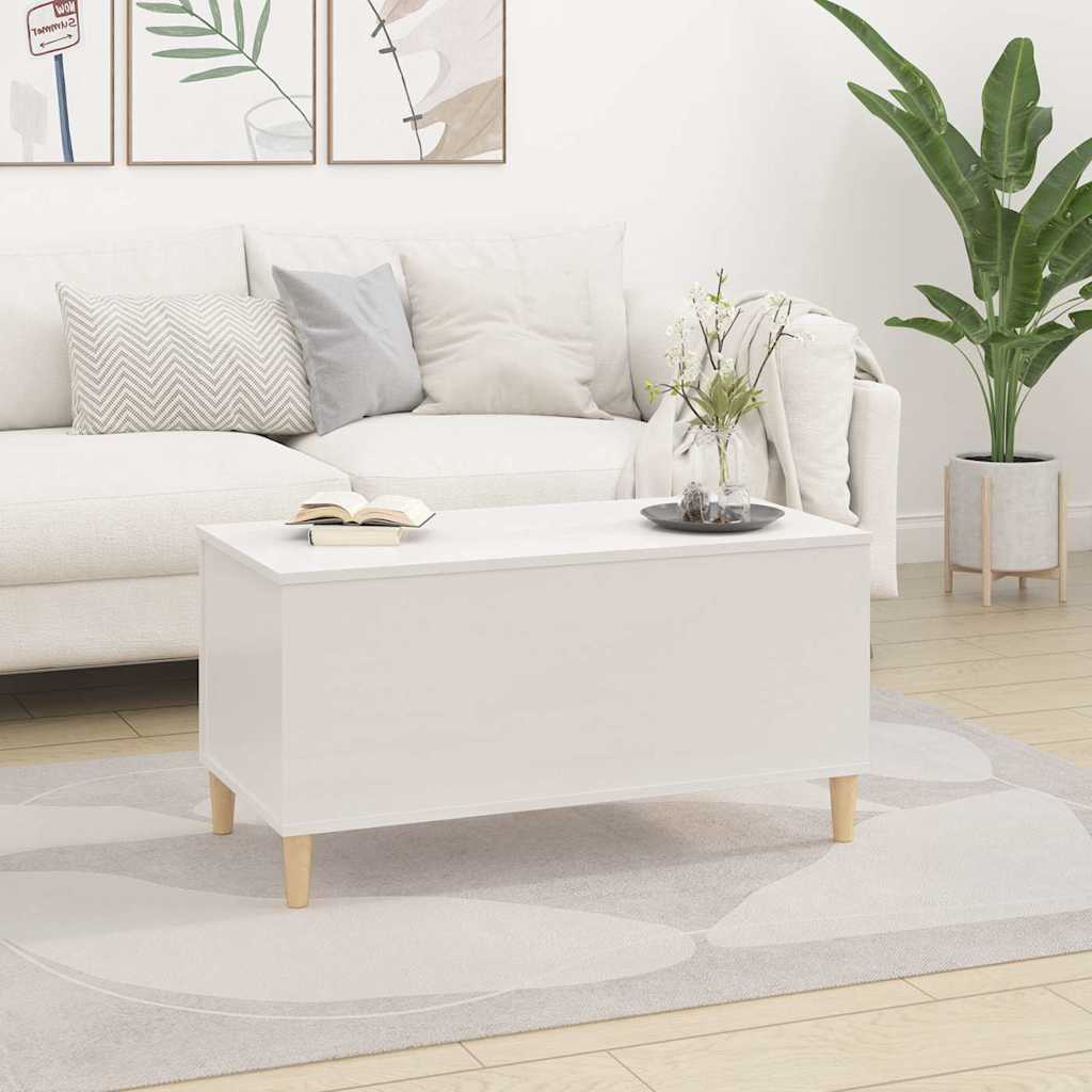 Salongbord høyglans hvit 90x44,5x45 cm konstruert tre