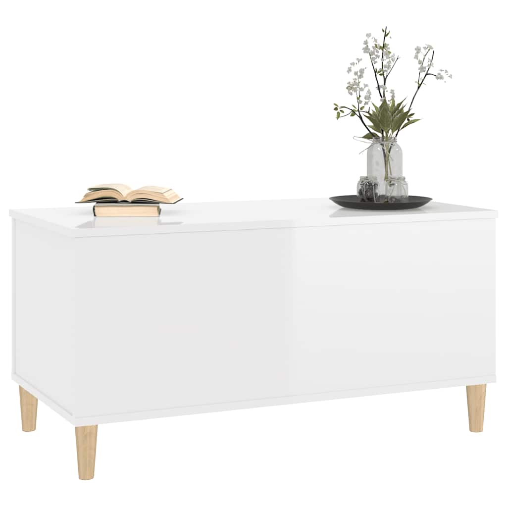 Salongbord høyglans hvit 90x44,5x45 cm konstruert tre
