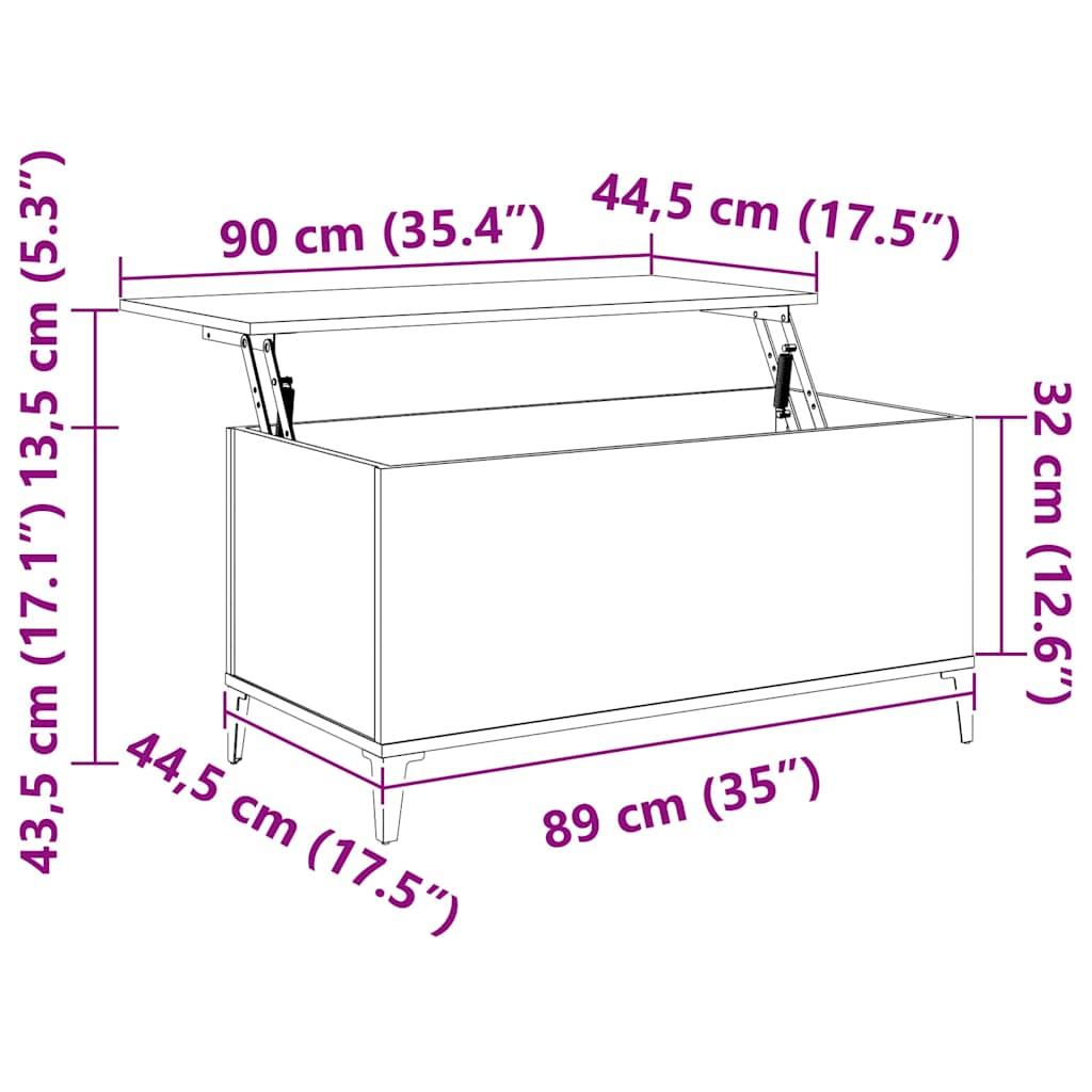 Salongbord svart 90x44,5x45 cm konstruert tre