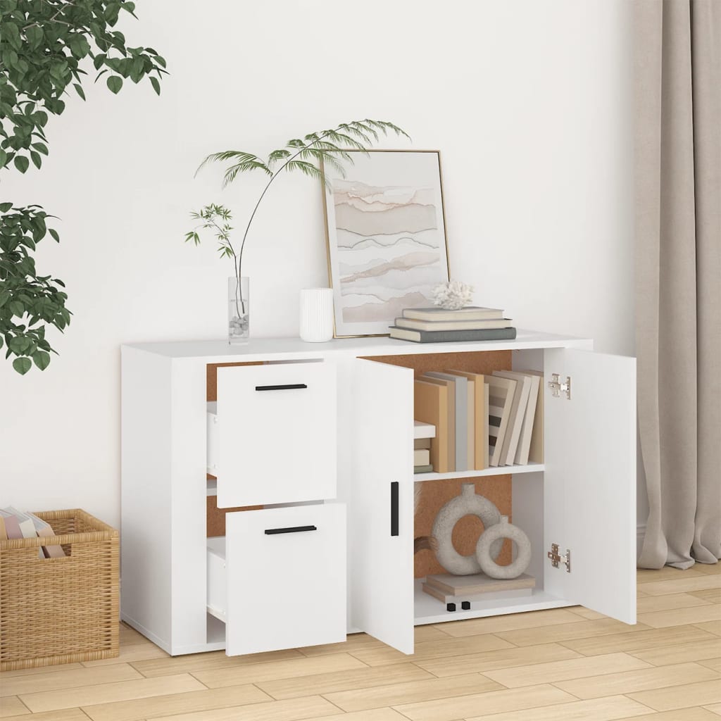 Skjenk hvit 100x33x59,5 cm konstruert tre