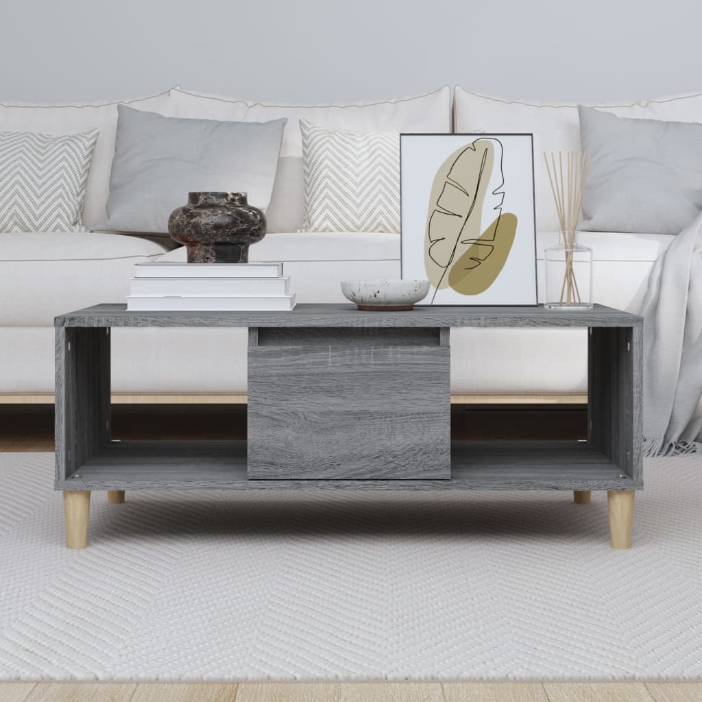 Salongbord grå sonoma 90x50x36,5 cm konstruert tre
