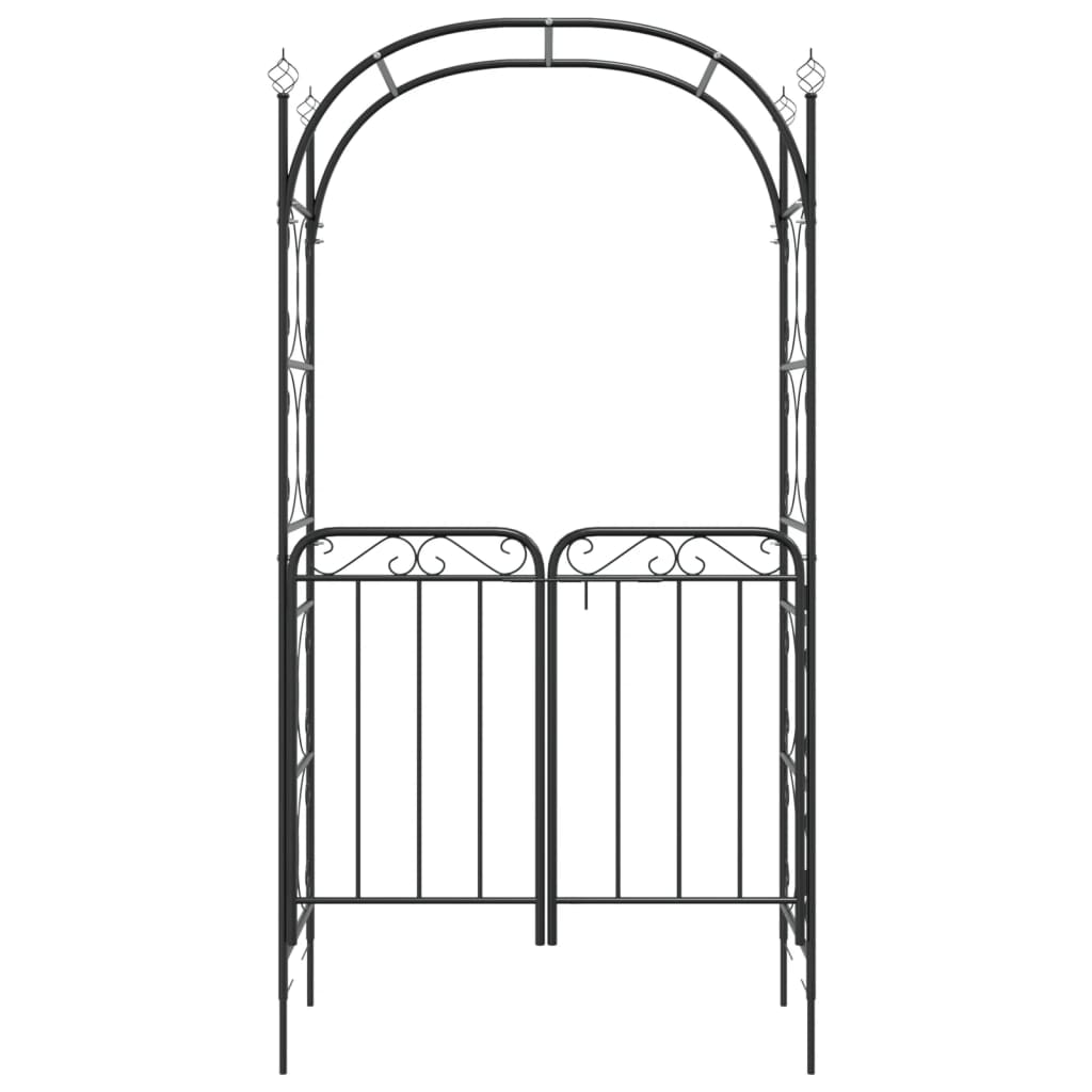 Hagebue med port svart 108x45x235 cm stål