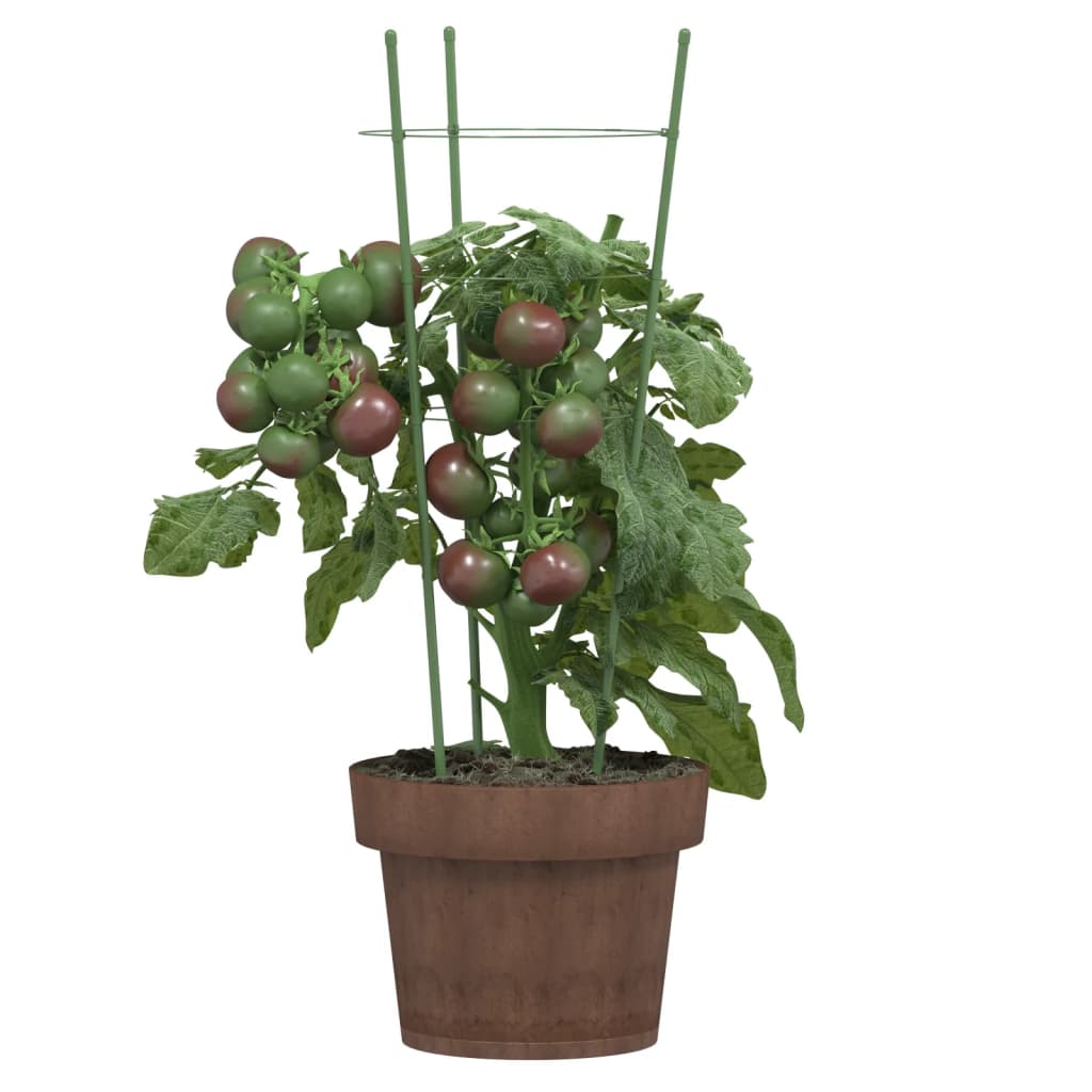 Plantestøtter med 3 ringer 5 stk grønn 45 cm stål