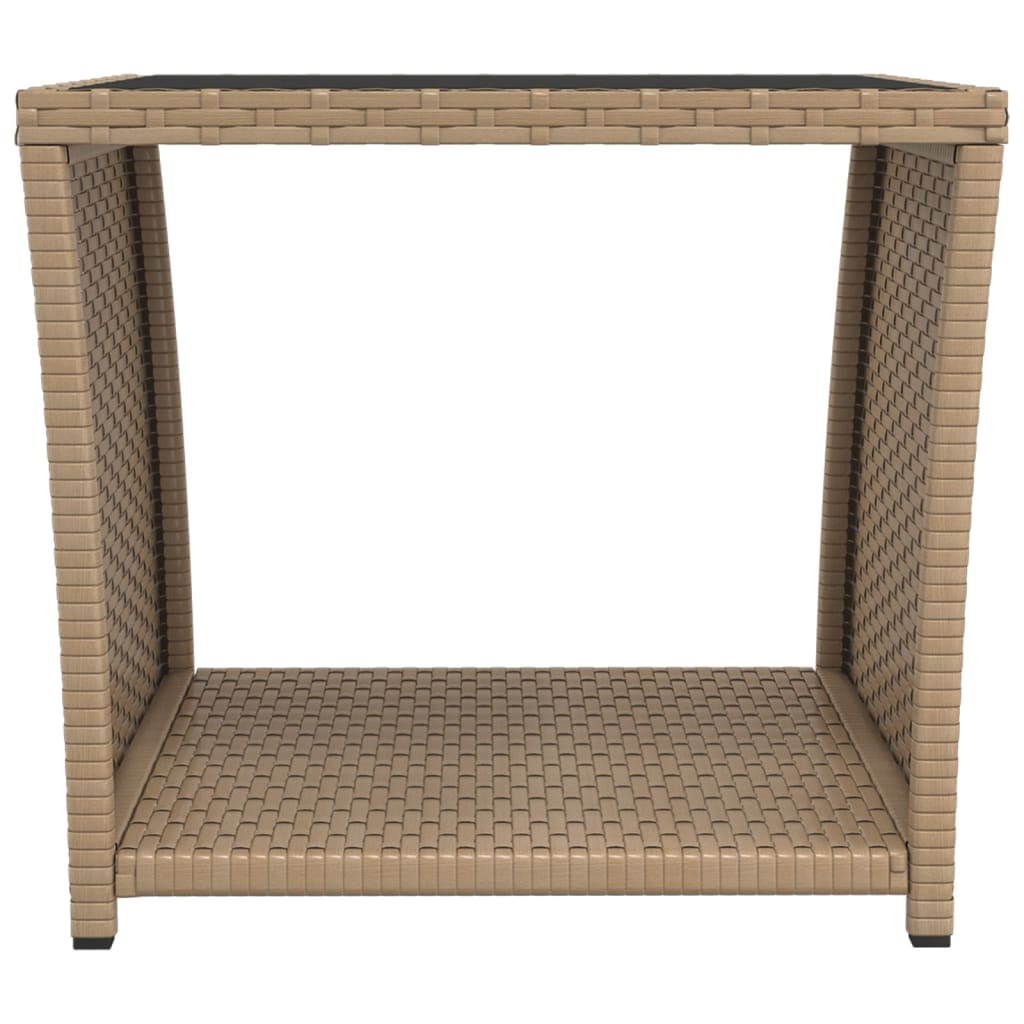 Tebord med glassplate beige polyrotting og herdet glass