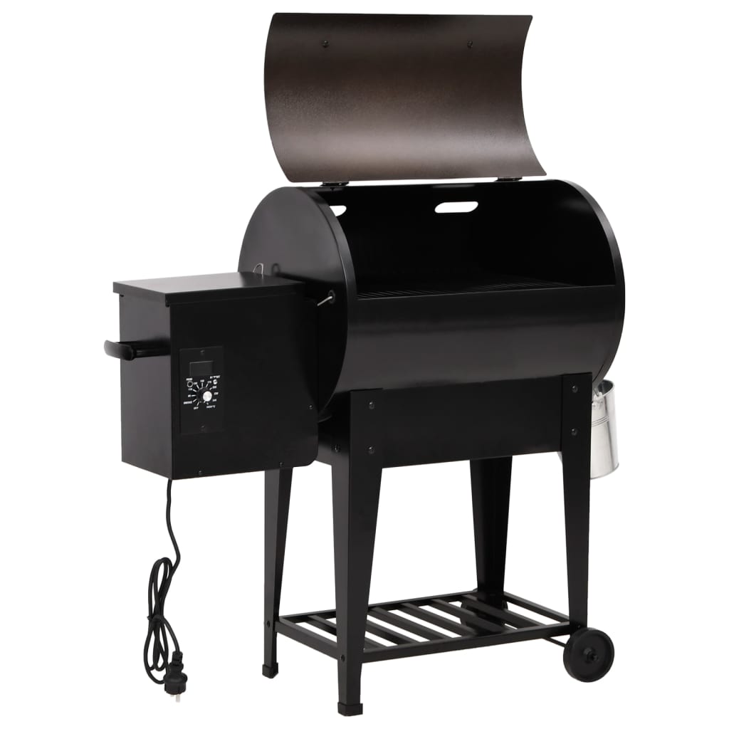 Pelletsgrill med bunnhylle svart 94 cm jern