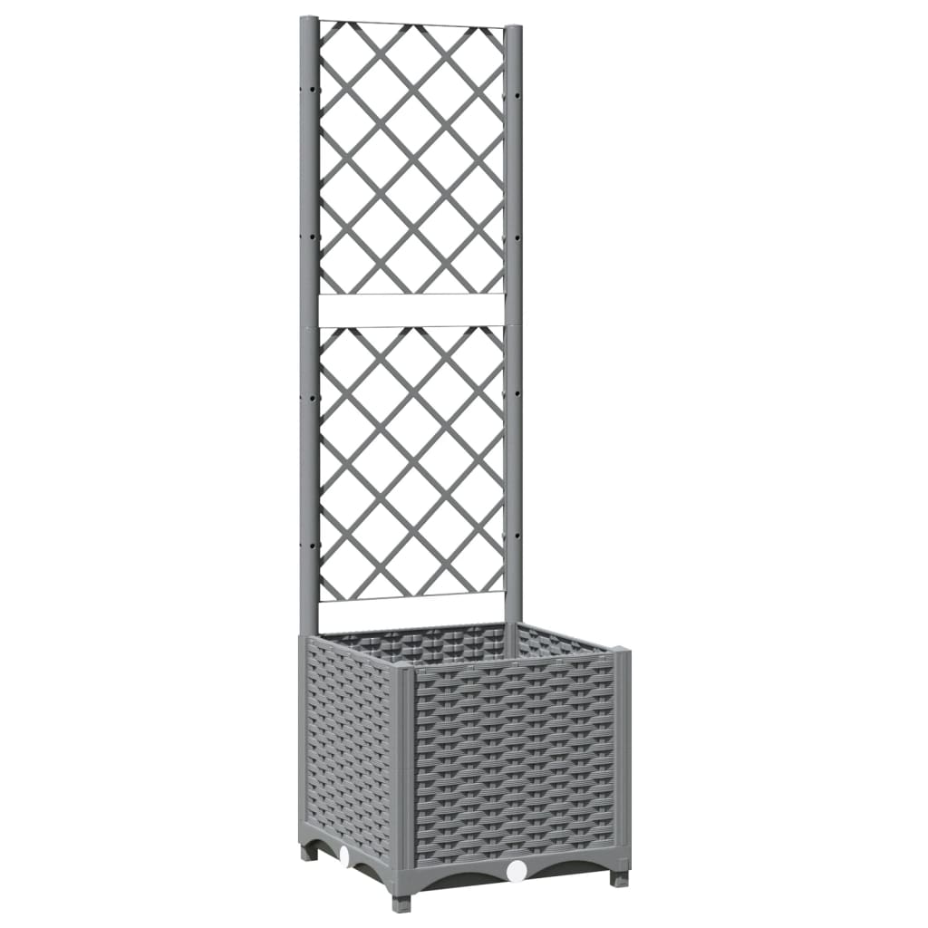 Plantekasse med espalier lysegrå 40x40x136 cm PP