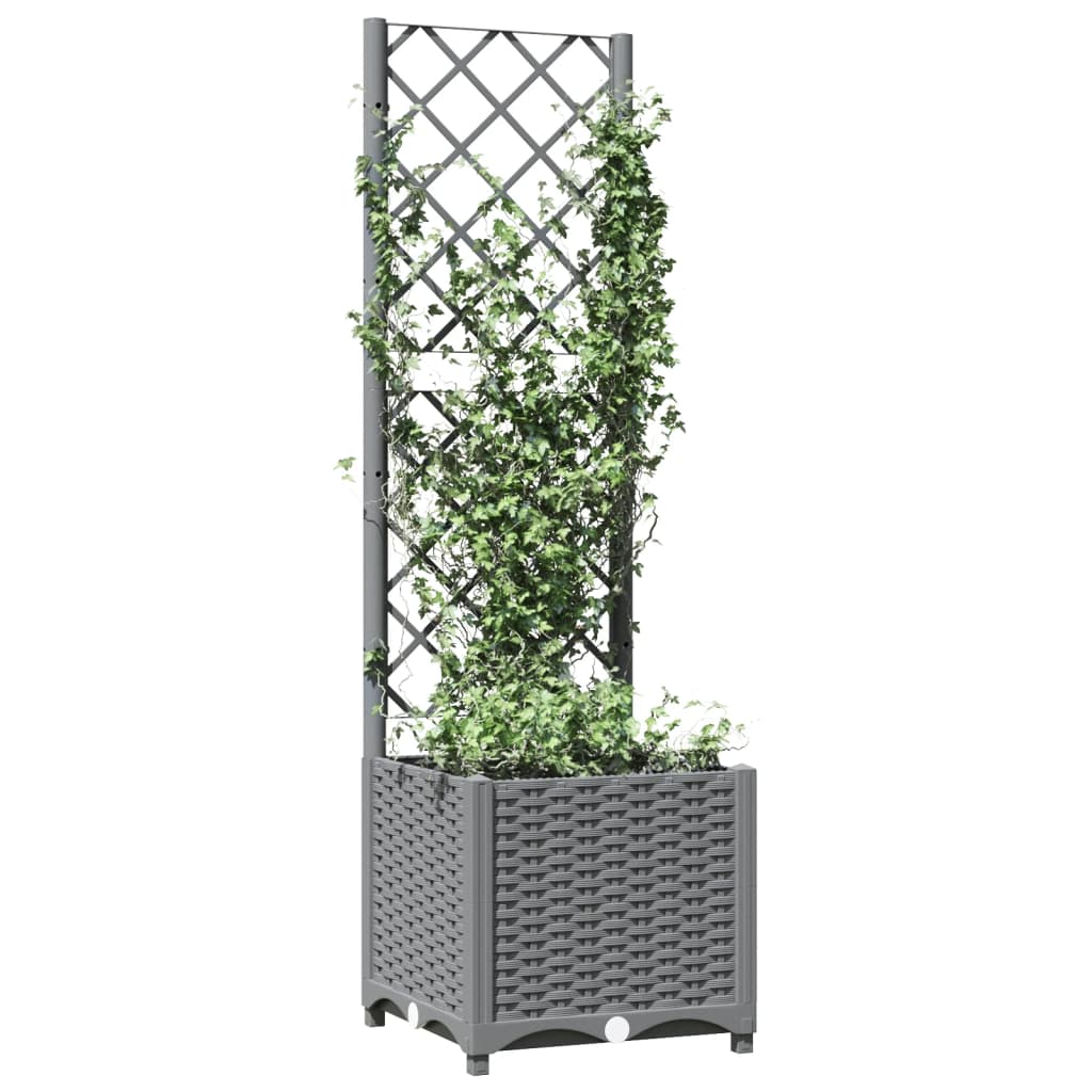 Plantekasse med espalier lysegrå 40x40x136 cm PP