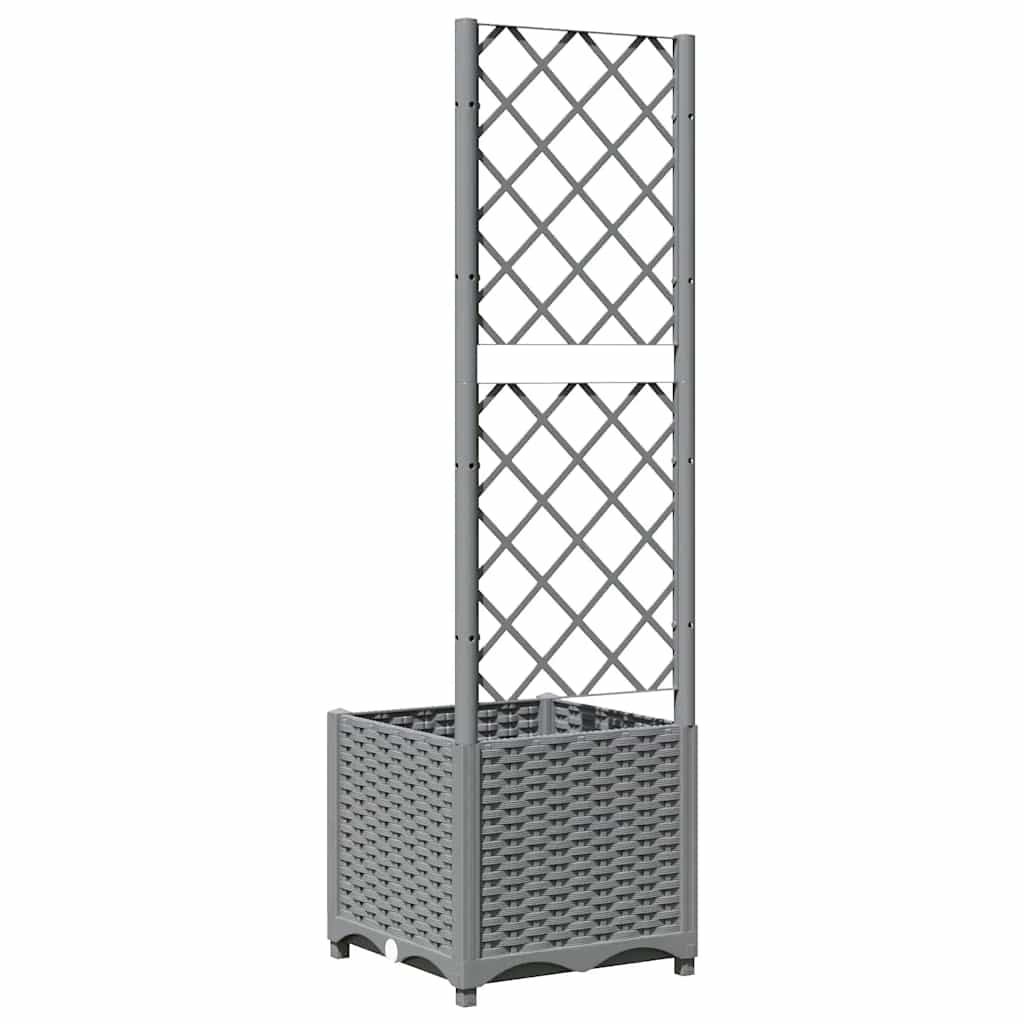 Plantekasse med espalier lysegrå 40x40x136 cm PP