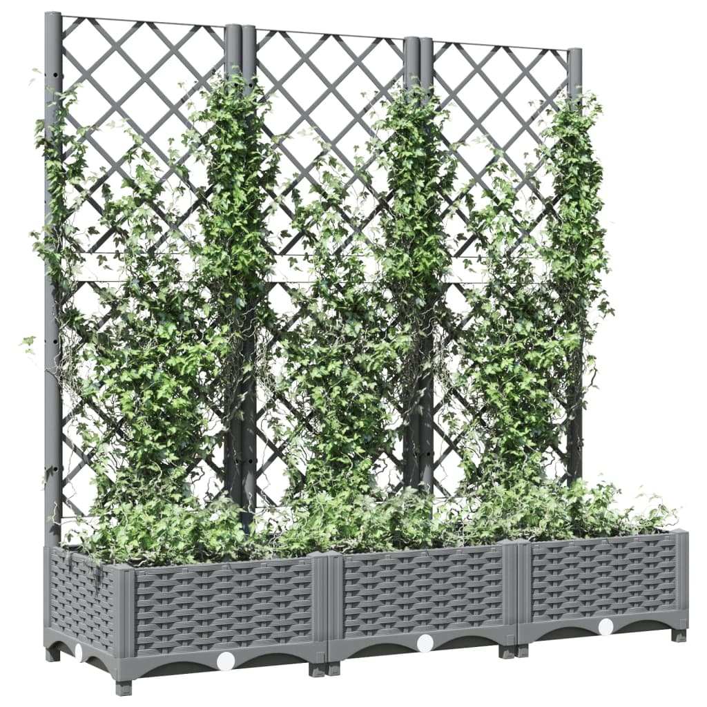 Plantekasse med espalier lysegrå 120x40x121,5 cm PP