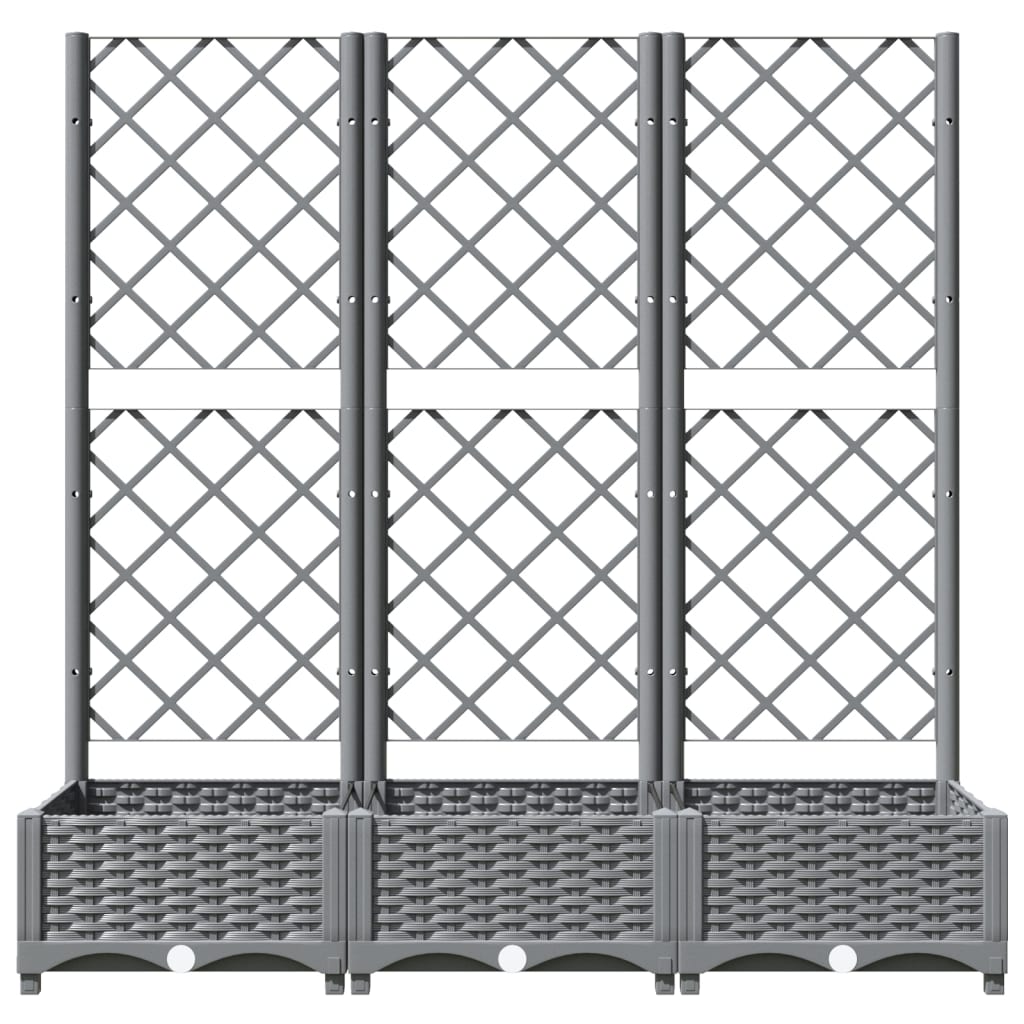 Plantekasse med espalier lysegrå 120x40x121,5 cm PP
