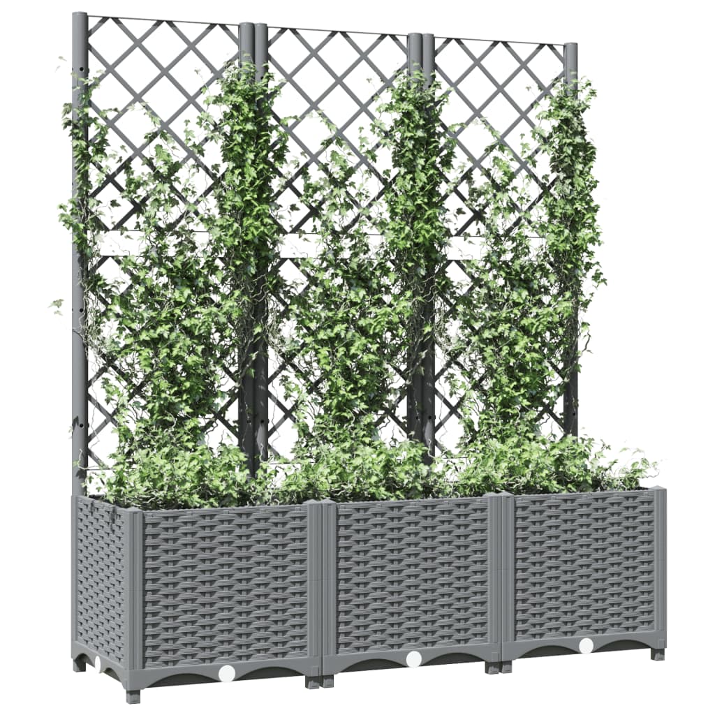 Plantekasse med espalier lysegrå 120x40x136 cm PP