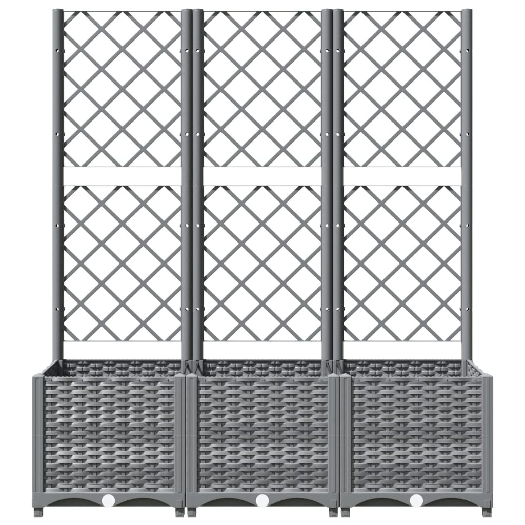 Plantekasse med espalier lysegrå 120x40x136 cm PP