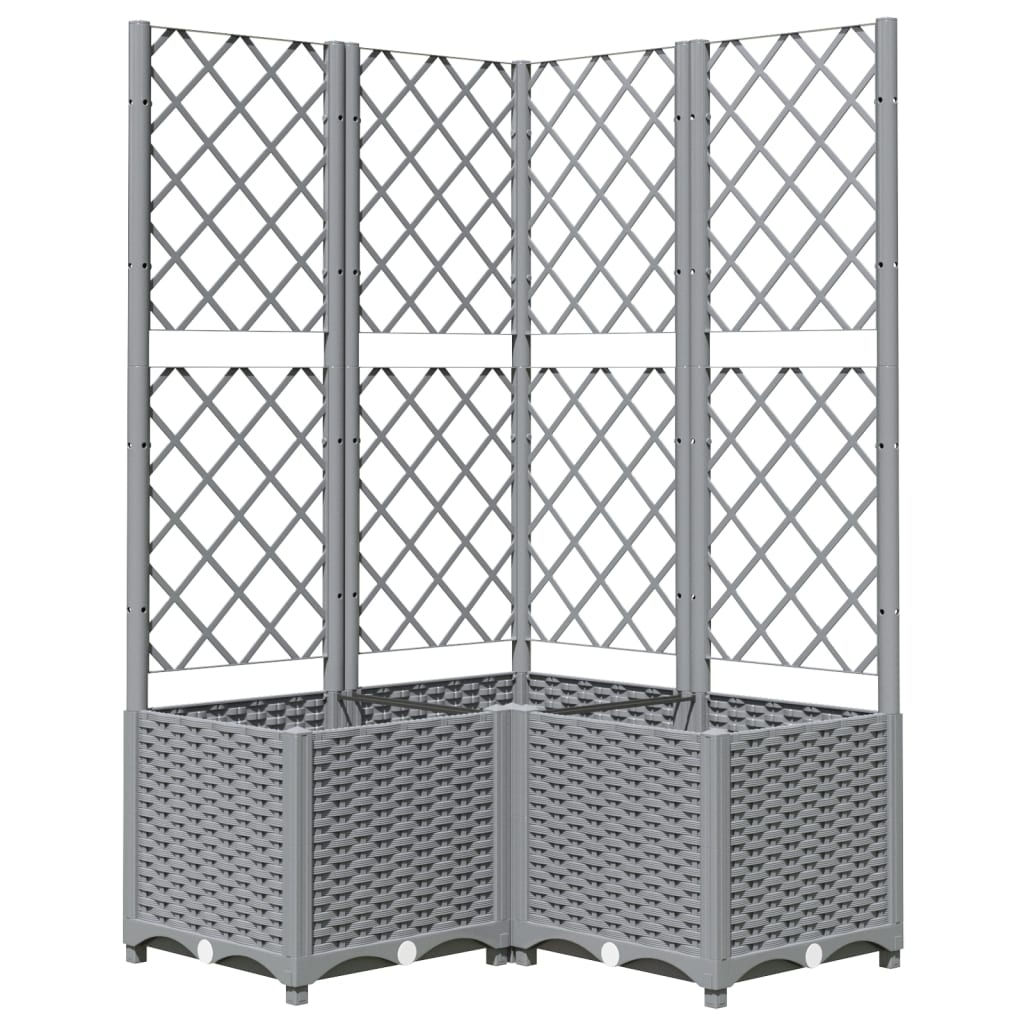 Plantekasse med espalier lysegrå 80x80x136 cm PP