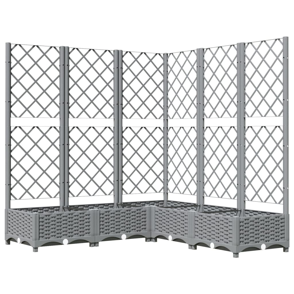 Plantekasse med espalier lysegrå 120x120x121,5 cm PP