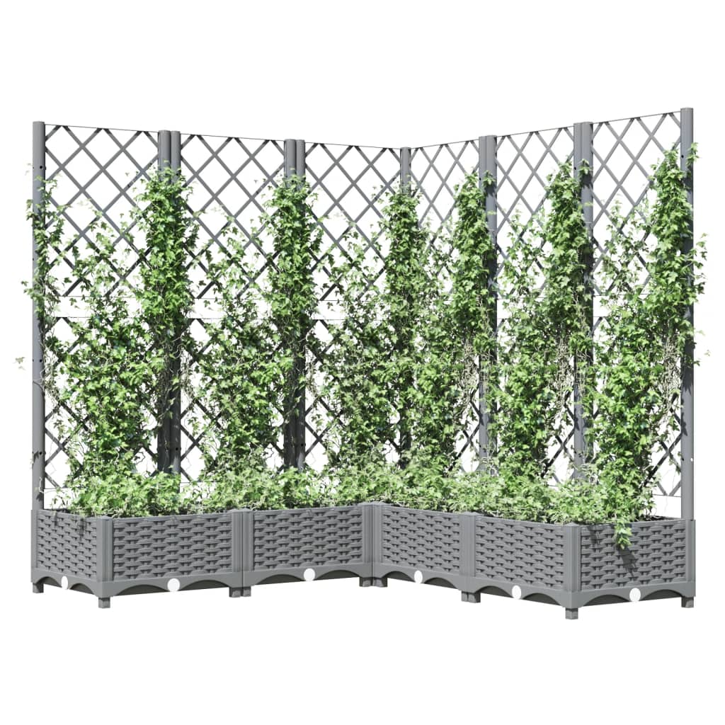 Plantekasse med espalier lysegrå 120x120x121,5 cm PP
