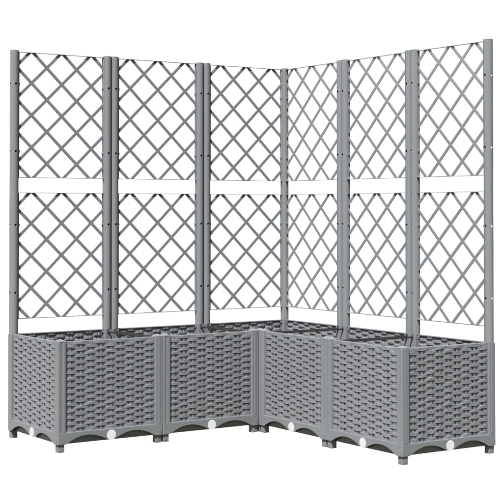 Plantekasse med espalier lysegrå 120x120x136 cm PP